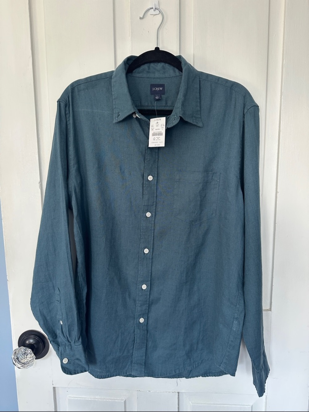 J. Crew Men's Button-Down Shirt in Teal Blue